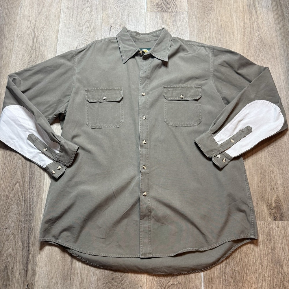 Cabela's Button Up Shirt Outdoor Hunting Shooting Long Sleeve Green Men XXL